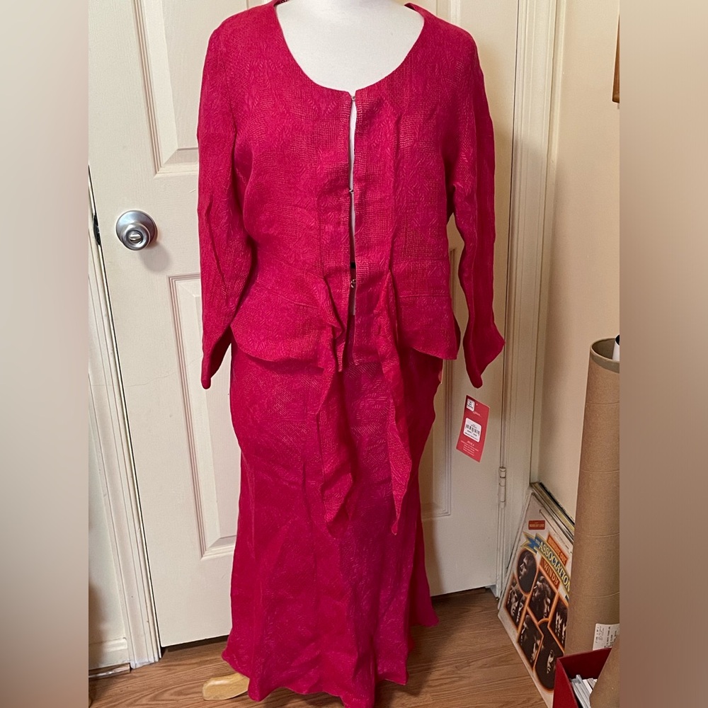 Pink Avoca Ireland linen skirt suit